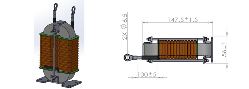 10KW locomotive fire-free loopback DC/DC resonant inductor